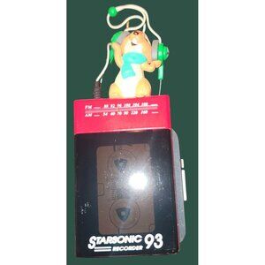 Vintage Hallmark Starsonic 93 Recorder Ornament With Chipmunk Listening To Music